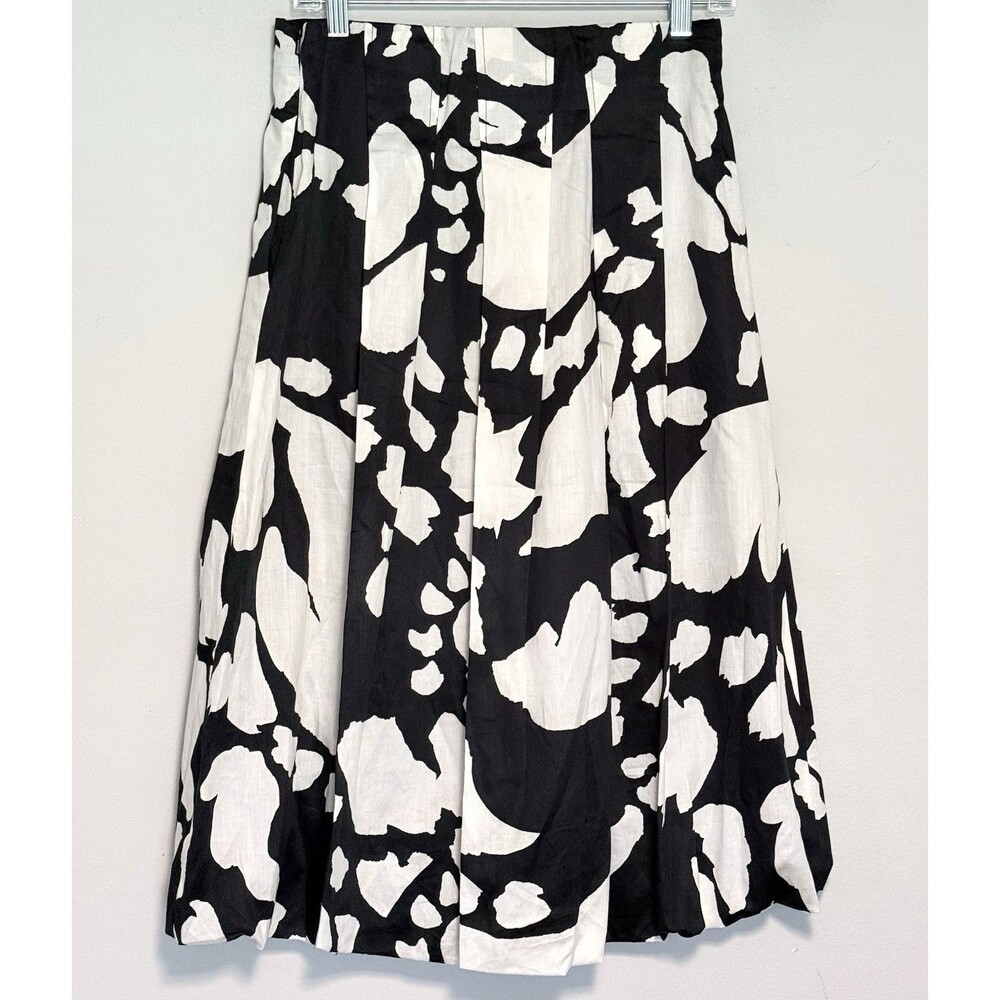 NWT NIC+ZOE Evening Petal Bubble Skirt Sz S 100% Cotton Black White Floral